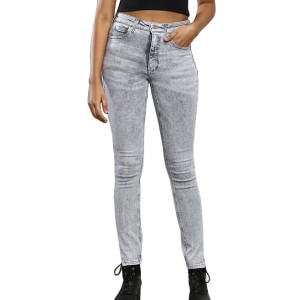 CALVIN KLEIN JEANS Super Skinny Bleached Grey Rinse Washed High Rise Jeans