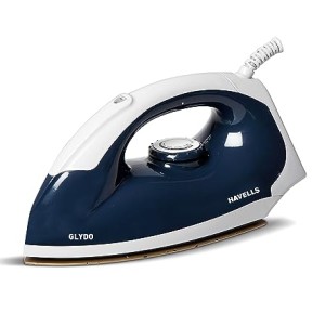 Havells Glydo 1000 watt Dry Iron With American Heritage Non Stick Sole Plate, Aerodynamic Design, Easy Grip Temperature Knob & 2 years Warranty. (Char