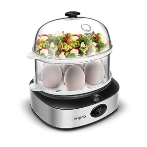 Wipro Vesta 360 Watts 4 in 1 Multicooker Egg Boiler|Concurrent Cooking|Boils up to 14 Eggs at a time |Steam Rice, Poach Eggs, Cook Vegetable & Boil Eg