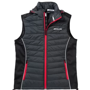 MERCEDES-BENZ Mercedes-AMG Selenite Grey, Red & Black Quilted Slim Fit Gilet Jacket