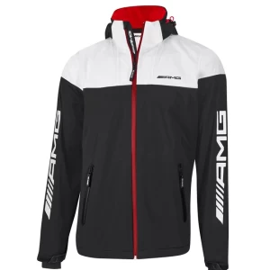 MERCEDES-BENZ Mercedes-AMG Black & White Printed Slim Fit Softshell Jacket