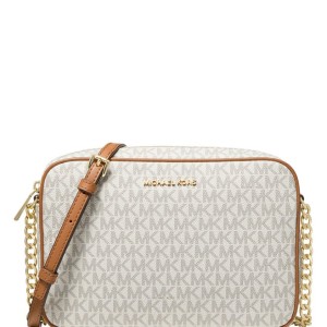 MICHAEL KORS MICHAEL Vanilla Jet Set Logo Large Cross Body Bag