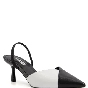 DUNE LONDON Women's CUBE Black & White Sling Back Sandals