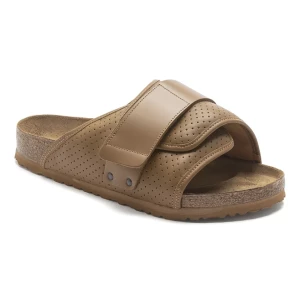 BIRKENSTOCK Men's Kyoto Perforated Narrow Width Puff Pack Cork Brown Slide Sandals