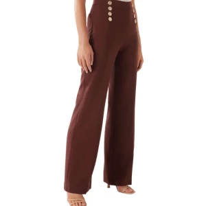 FOREVER NEW Red Mahogany Sara Button up Regular Fit Flat front Trouser