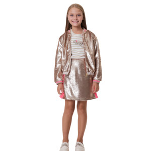 CHOUPETTE Kids Sand Gold Viva Magenta Sequins Regular Fit Bomber Jacket